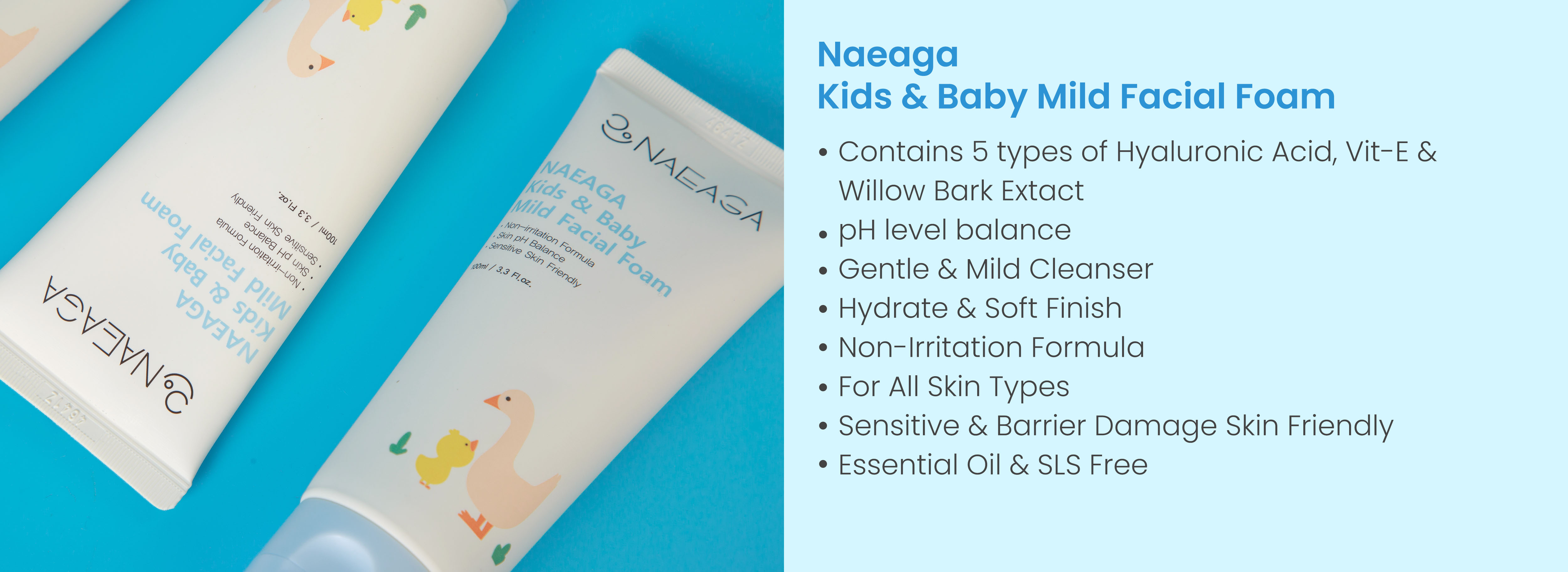 Naeaga Kids & Baby Mild Facial Foam 100ml (2027.11.20)