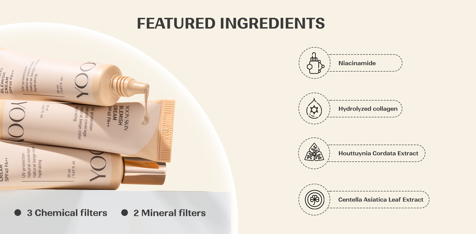 Yoon Skin Blemish Cream SPF40 PA++ (20ml)(Expired Date-2028.10.29)